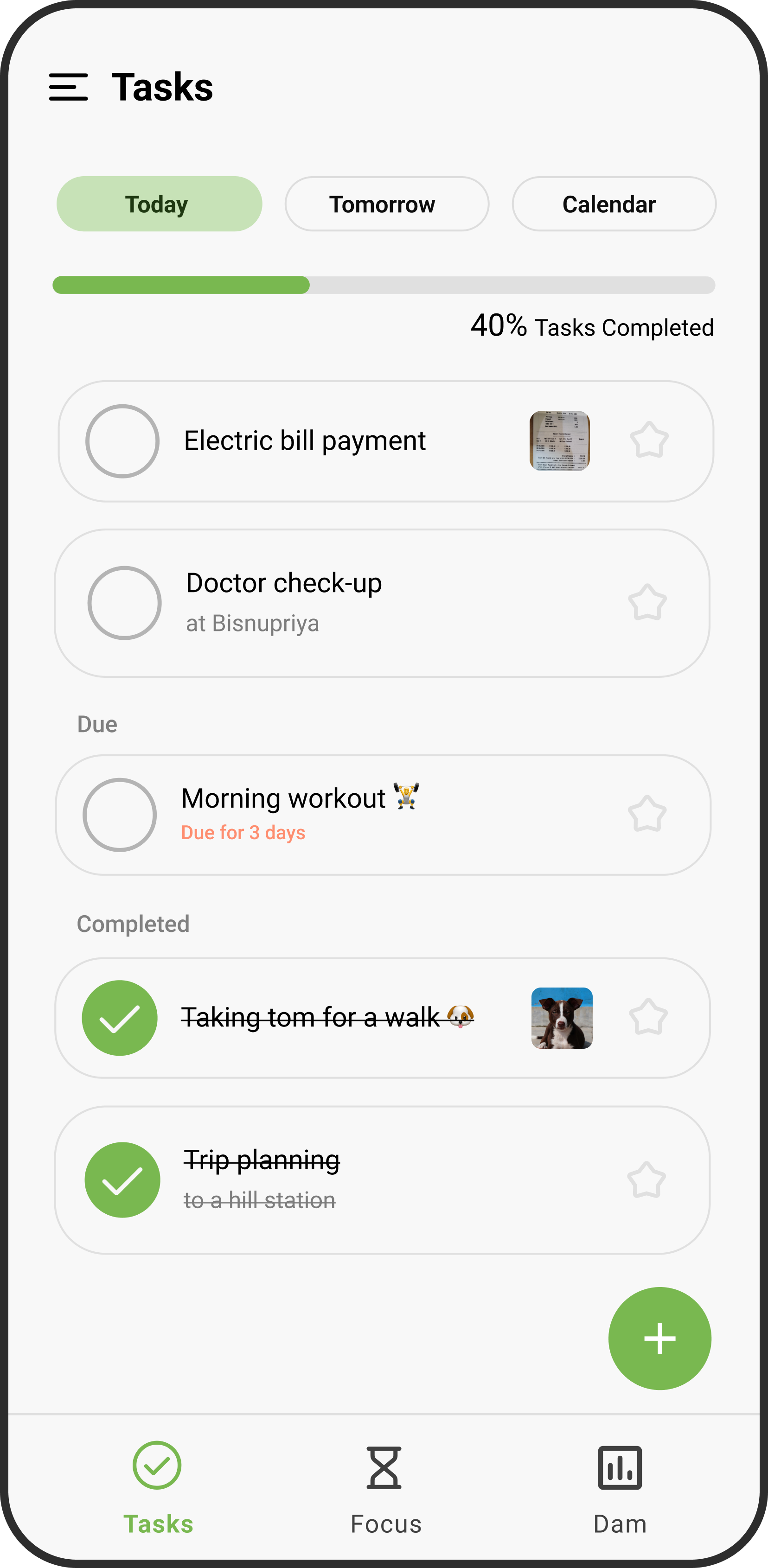 Taskpia - Today view
